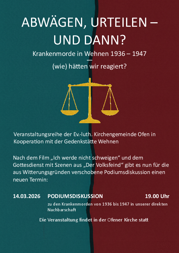 Plakat Podiumsdiskussion am 14.3., 19 Uhr